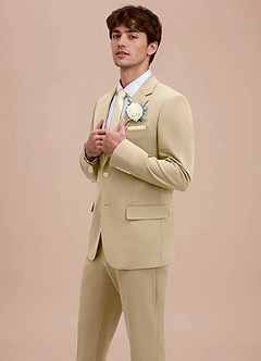 front Ethan Champagne Refined Weave Suit Jacket