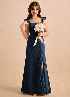 Azazie Novanlie Girls Formal Sukienki dla dziewczynek sypiących kwiaty Syrena Kokarda Kwiatowe wypalenie Długość podłogi Sukienka image5
