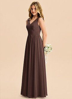 Azazie Kora Junior Ganache A-Line Pleated Chiffon Dress image1