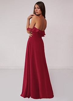 Barbie ♥ Azazie Bridesmaid Dresses Burgundy A-Line Off the Shoulder Chiffon Convertible Dress image2