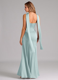 Azazie Shiloh Bridesmaid Dresses Mist Mermaid Strapless Stretch Satin Convertible Dress image7