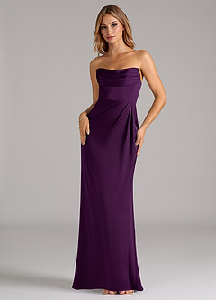 Azazie Johana Bridesmaid Dresses Grape Mermaid Off the Shoulder Stretch Satin Convertible Dress image5