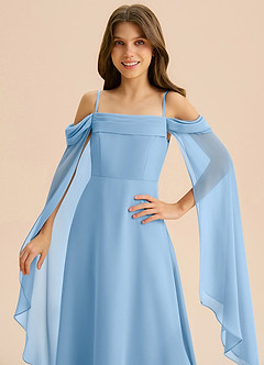 Azazie Moana Junior A-Linie Plissee Chiffon Kleid Puderblau image7