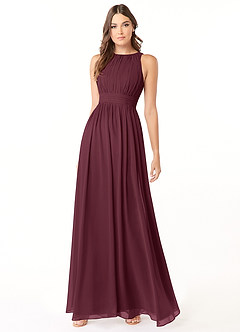 Azazie Luz Bridesmaid Dresses Cabernet A-Line Lace Chiffon Dress image3