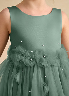 Azazie Lux vestidos de niña de las flores Vestido de Eucalipto de Tul de Corte En A con Perla image7