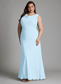 Azazie Kieryn Bridesmaid Dresses Sky Blue Mermaid Pleated Chiffon Dress image10