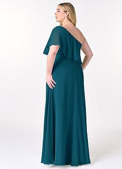 Azazie Lizzy Brautjungfernkleider A-Linie One-Shoulder Chiffon Kleid Tintenblau image11
