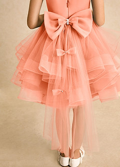 Azazie Tinie Blumenmädchenkleider Ballkleid Schleifen Tüll Kleid Sonnenuntergang image7