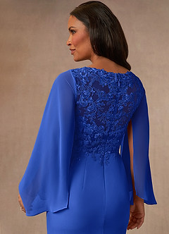 Azazie Perry Kleider für die Brautmutter Meerjungfrau-Linie V-Hals Spitze Chiffon Kleid Königsblau image4