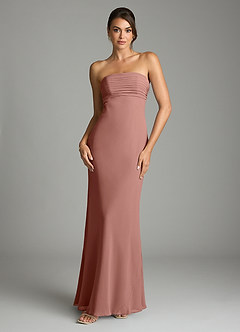 Azazie Saylor Vestidos de damas de honor Vestido de Rosa De Cedro de Gasa de Corte Sirena con Sin tirantes image3