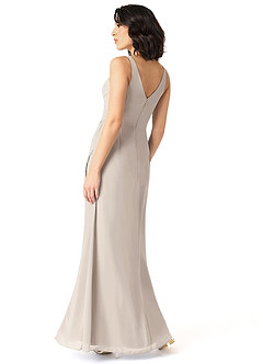 Azazie Renessa Final Sale Frost A-Line Lace Chiffon Dress image4