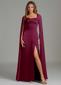 Azazie Niveah Bridesmaid Dresses Mulberry A-Line Strapless Stretch Satin Convertible Dress image3