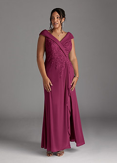 Azazie Calathea Mother of the Bride Dresses Mulberry A-Line Lace Dress image8
