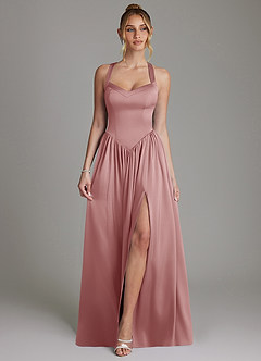 Azazie Francis Bridesmaid Dresses Dusty Rose A-Line Corset Stretch Satin Dress image1