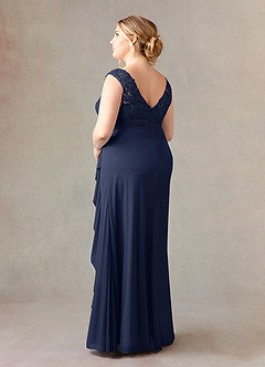 Azazie Edelin Mother of the Bride Dresses Dark Navy A-Line Sweetheart Neckline Pleated Mesh Dress image11