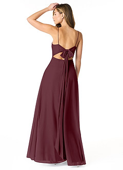 Azazie Rae Bridesmaid Dresses Cabernet A-Line Bow Mesh Dress image2
