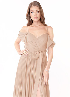 Azazie Lyney Final Sale English Rose A-Line Off the Shoulder Chiffon Dress image6