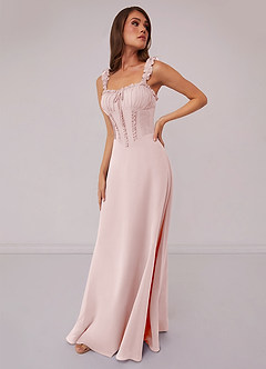 Barbie ♥ Azazie Bridesmaid Dresses Blushing Pink A-Line Sweetheart Neckline Chiffon Dress image1