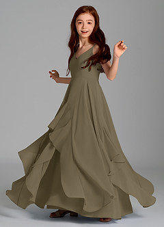 Azazie Karan Junior Willow Green A-Line Chiffon Dress image5