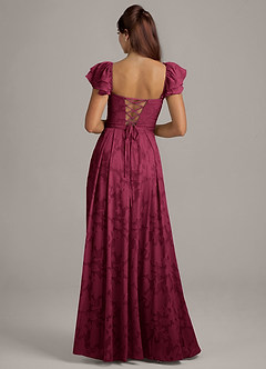 Azazie Aricella Bridesmaid Dresses Burgundy A-Line Corset Floral Burnout Dress image5