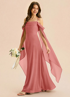 Azazie Moana Junior Abito A-Line in Chiffon Plissettato Rosa Antica image1