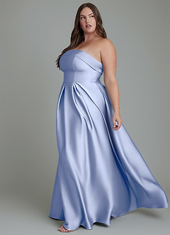 Azazie Lucienne Vestidos de damas de honor Vestido Hielo de Satén Elástico de Línea A Convertible con Palabra de honor image12