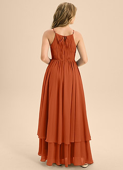 Azazie Elliora Junior A-Linie Plissee Chiffon Kleid Gebranntes Orange image2