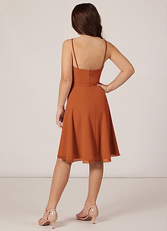 Azazie Kalie Junior Cinnamon A-Line with Belt Chiffon Dress image4