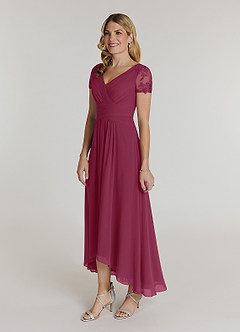 Azazie Thais Kleider für die Brautmutter A-Linie Spitze Chiffon Kleid Maulbeerrot image3