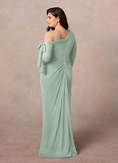 Azazie Marna Mother of the Bride Dresses Agave Sheath One Shoulder Mesh Dress image4
