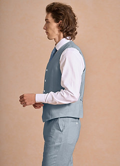 front Harrison Staubblau Anzugweste aus 100 % Leinen