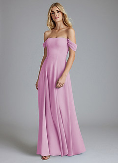 Azazie Seriana Brudtärnklänningar Klä av A-Linje i Chiffong Av axeln Godisrosa image1