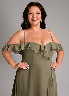 Azazie Lyra Bridesmaid Dresses Willow Green A-Line Chiffon Convertible Dress image17
