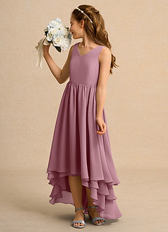 Azazie Kitten Girls Formal Blomsterpigekjoler A-Line Chiffon Asymmetrisk Kjole image5