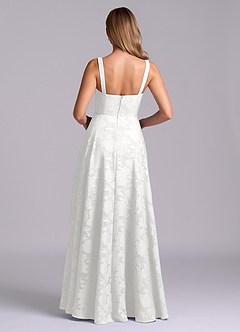 Azazie Shaude Abiti da Damigella Abito A-Line in Burnout Floreale Plissettato Bianco image2