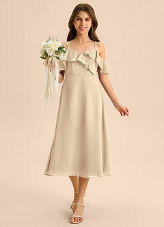 Azazie Kamilla Junior Klä av A-Line i Chiffong Av axeln image4