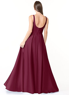 Azazie Neve Bridesmaid Dresses Mulberry Ball-Gown with Pockets Stretch Satin Dress image2