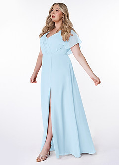 Azazie Rylee Bridesmaid Dresses Sky Blue A-Line Pleated Chiffon Dress image8