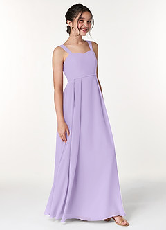 Azazie Simoan Junior Lilac A-Line Sweetheart Neckline Chiffon Dress image3