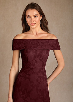 Azazie Medford vestidos de madre de la novia Vestido de Cabernet de Devorado Floral de Corte En A con Vestidos sin tirantes image6