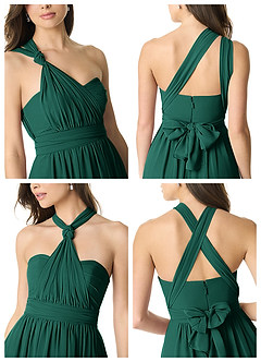 Azazie Olani Brautjungfernkleider Wandelbar A-Linie Schulterfrei Chiffon Kleid Smaragd image7