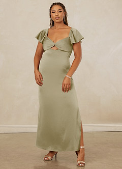 Christian Siriano Bridal for Azazie 1005 Bridesmaid Dresses Moss Green Sheath Sweetheart Neckline Stretch Satin Dress image9