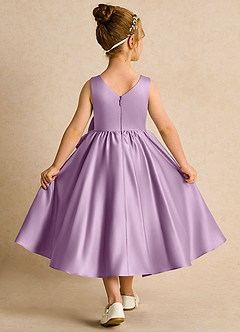 Azazie Hermia Flower Girl Dresses Wisteria A-Line Sleeveless Matte Satin Dress image2