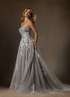 Azazie Keri Robes de mariée Robe Princesse en Dentelle Sans bretelles Blanc Diamant Cacao image7