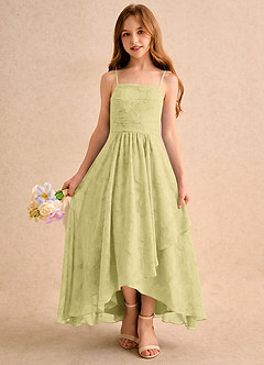Azazie Twilight Girls Formal Flower Girl Klänningar Klänning A-linje i Blommig Utbrändhet Plisserad image3