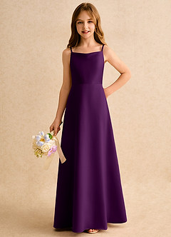 Azazie Joella Girls Formal Flower Girl Klänningar Klä A-Line i Matt satäng Plisserad image6