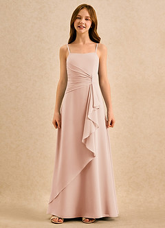 Azazie lolly Girls Formal Robe Demoiselle D'honneur Fillette Robe Trapèze en Mousseline de soie Plissé Rose Anglais image4