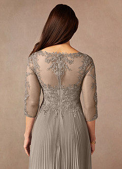 Azazie Corinne Mother of the Bride Dresses Taupe A-Line Sequins Chiffon Dress image7