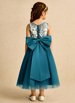 Azazie Sundae Robe Demoiselle D'honneur Fillette Robe Princesse en Dentelle Bleu Encre image2
