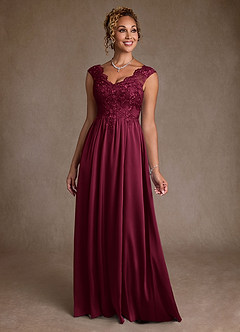 Azazie Amethyst Abiti per la Madre della Sposa Abito A-Line in Pizzo Borgogna image1